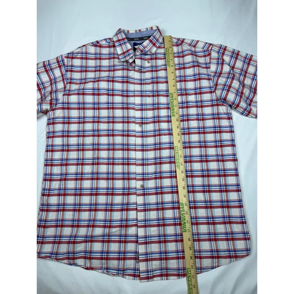 Twenty X The Wrangler Jean Co Men Plaid Short‎ Sleeve Button Up Red Blue White L